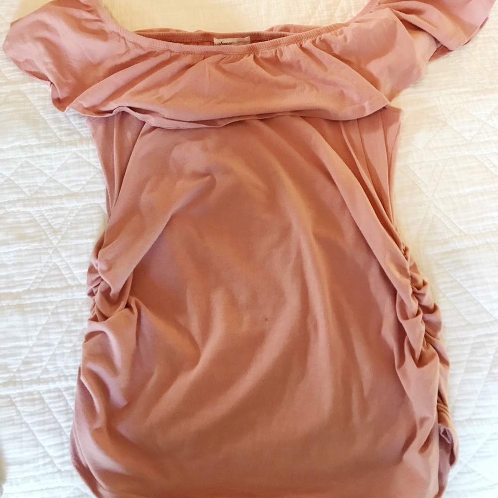 Pink off the shoulder maternity blouse